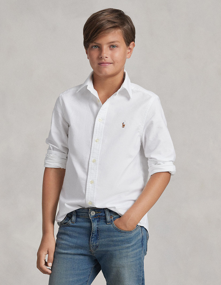 Camisa casual polo de algodón manga larga para niño