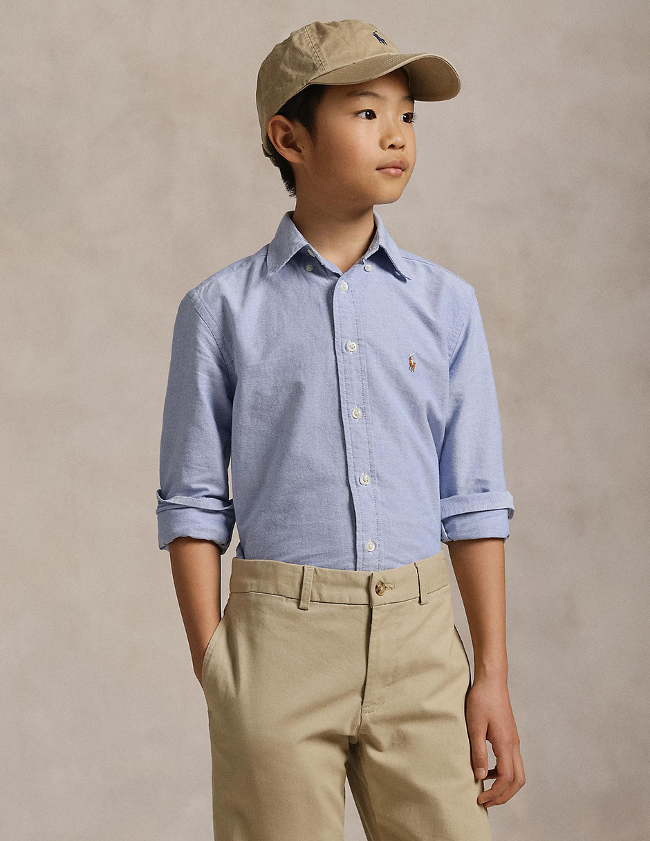 Camisa casual polo de algodón manga larga para niño 2