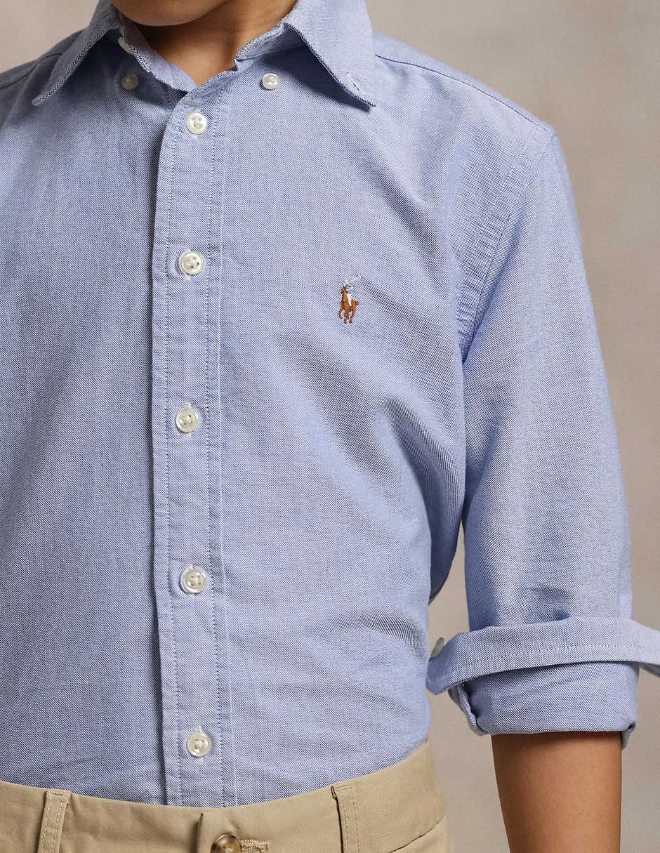 Camisa casual polo de algodón manga larga para niño 3