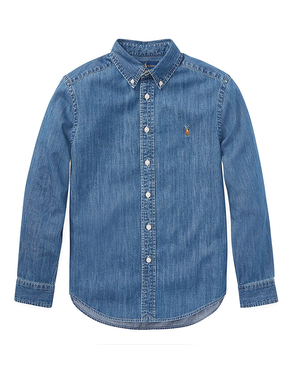 Camisa casual polo ralph lauren de algodón manga larga para niño
