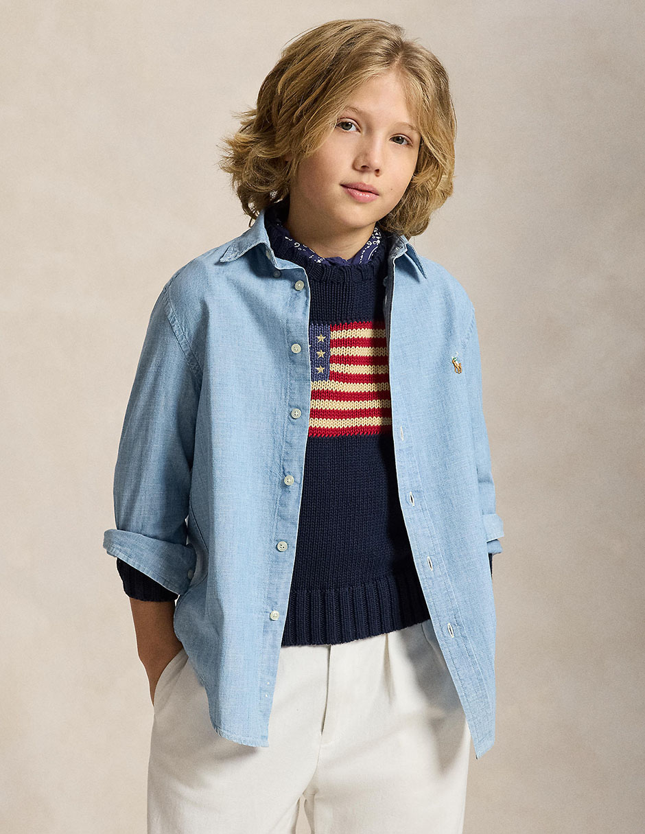 Camisa casual manga larga para niño 4