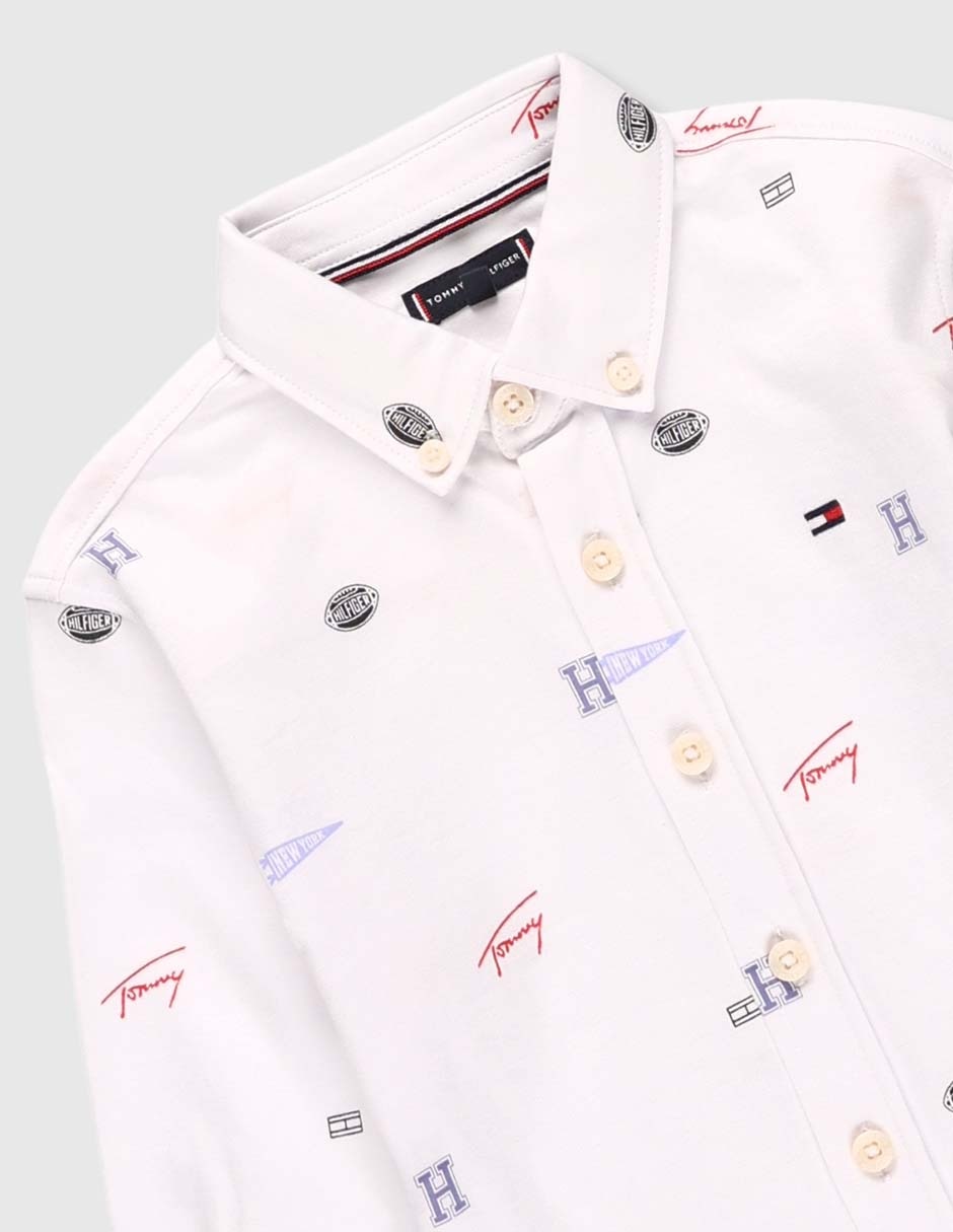 Camisa casual Tommy Hilfiger de algodón manga larga para niño