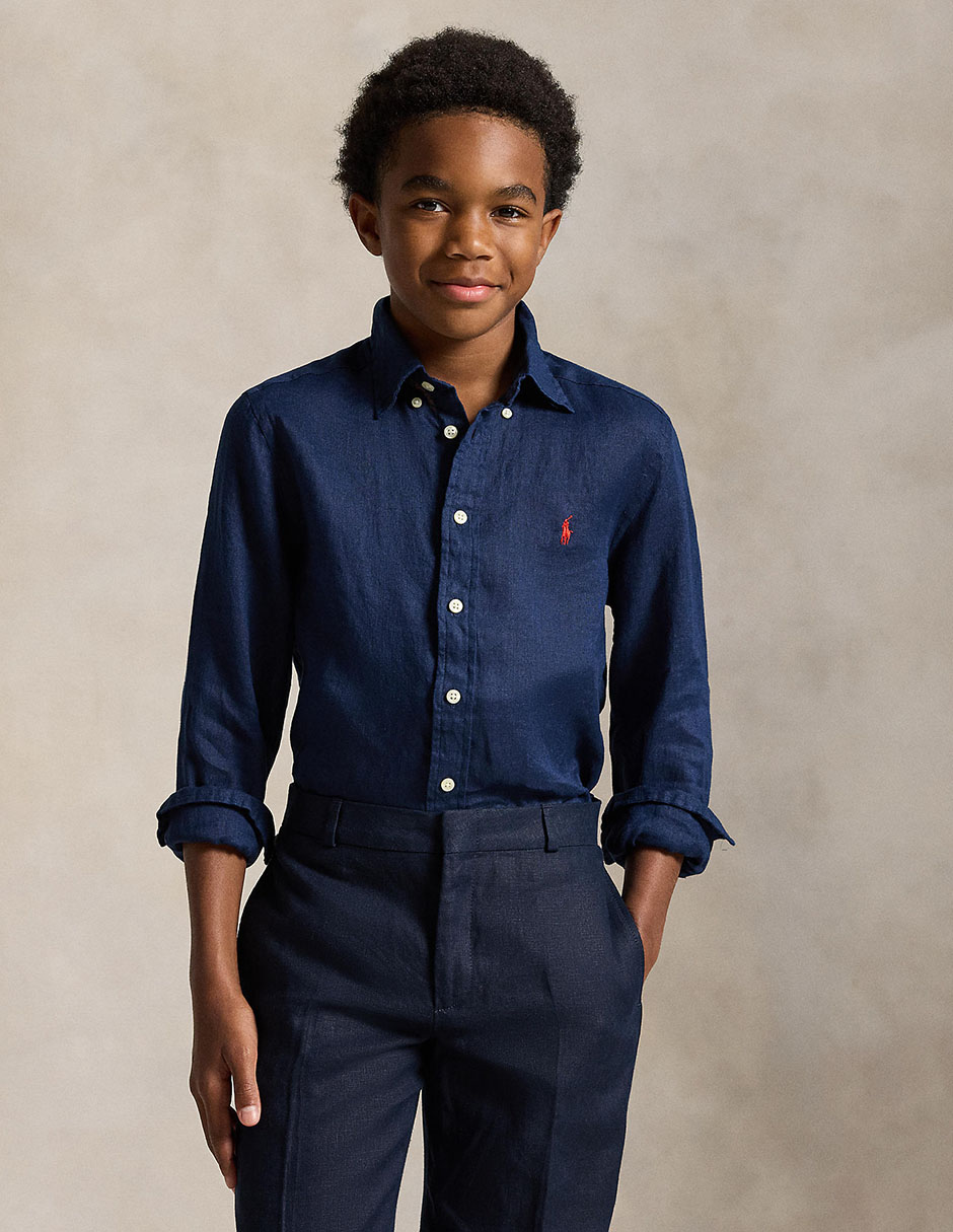 Camisa casual de algodón manga larga para niño Camisa casual de algodón manga larga para niño
