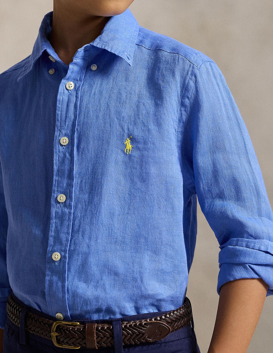Camisa casual de algodón manga larga para niño