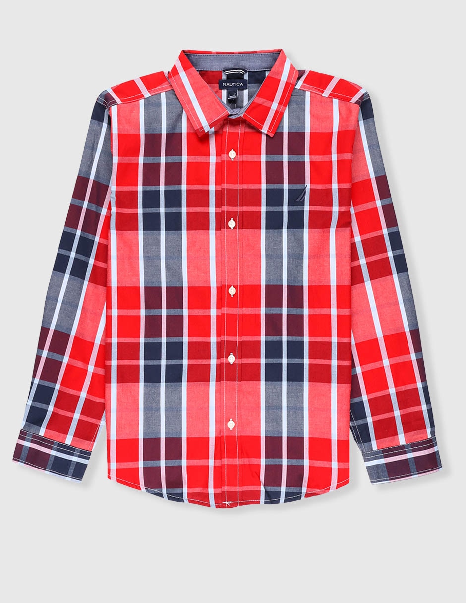 Camisa casual Nautica de algodón manga larga para niño