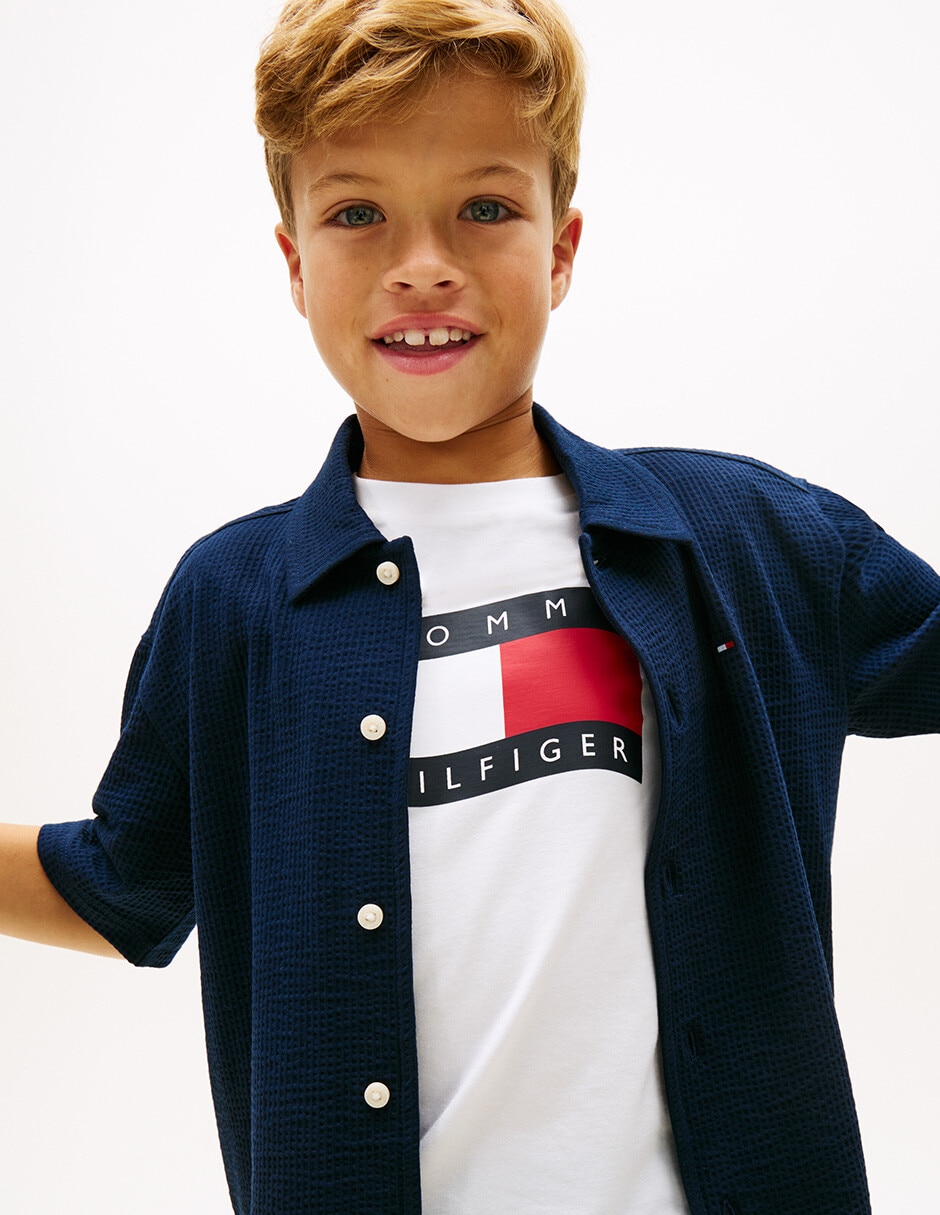 Camisa casual Tommy Hilfiger de algodón manga corta para niño