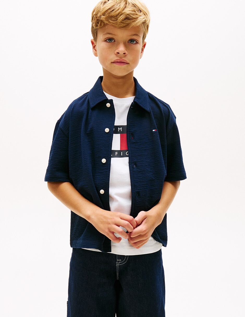 Camisa casual Tommy Hilfiger de algodón manga corta para niño