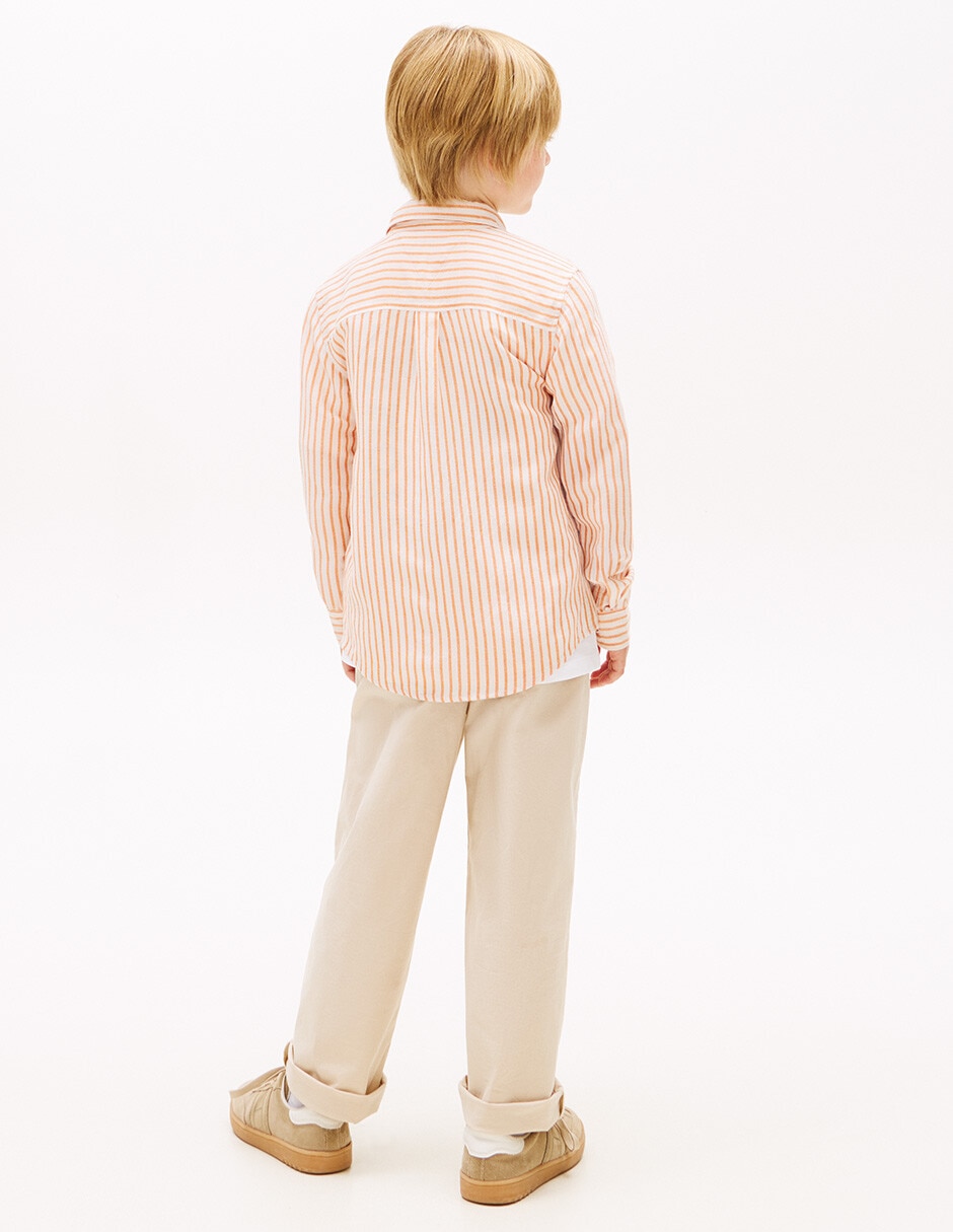 Camisa casual Tommy Hilfiger de lino manga larga para niño