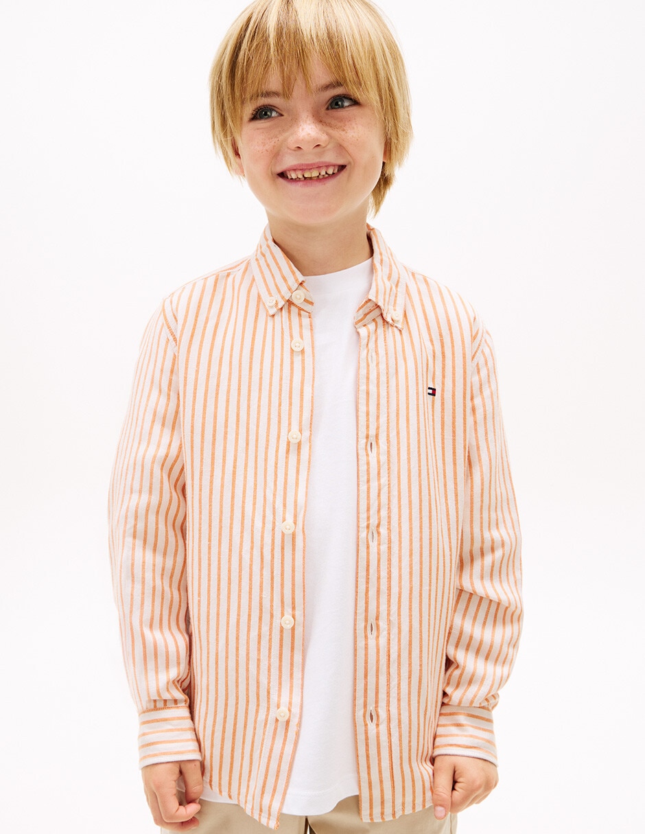 Camisa casual Tommy Hilfiger de lino manga larga para niño