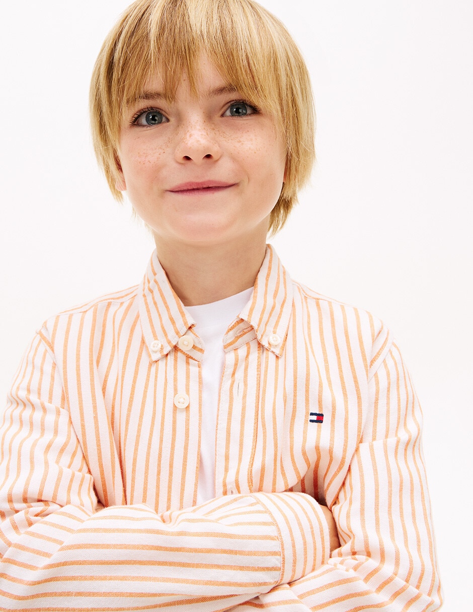 Camisa casual Tommy Hilfiger de lino manga larga para niño