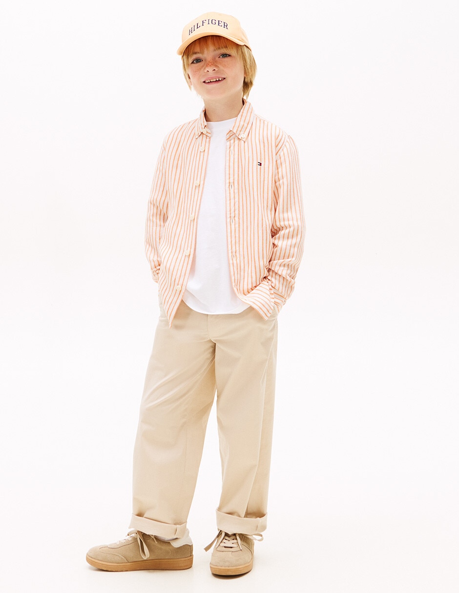 Camisa casual Tommy Hilfiger de lino manga larga para niño