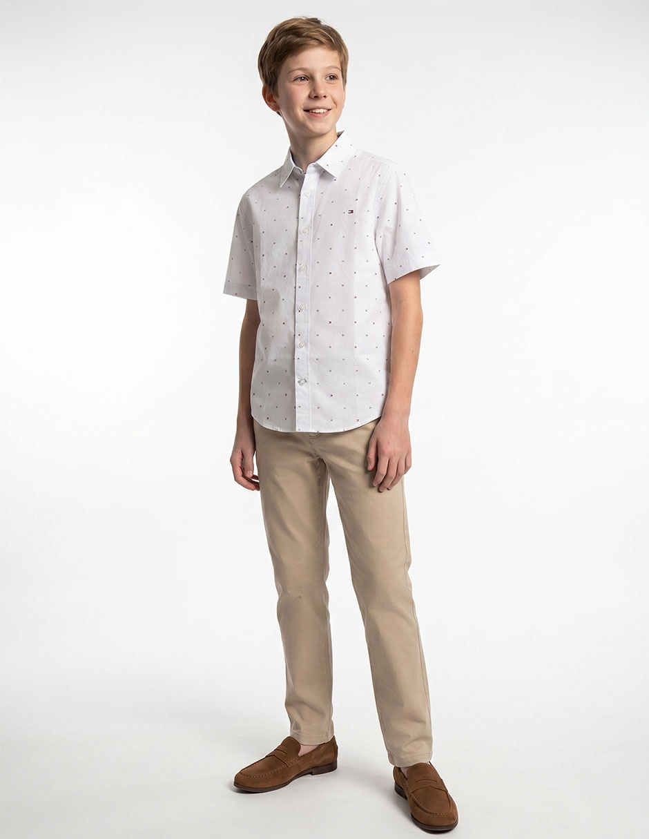 Camisa casual Hilfiger de algodón manga corta para niño