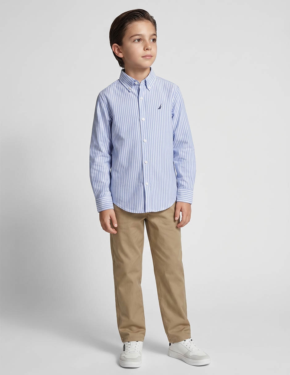 Camisa casual moda de algodón manga larga para niños grandes niño