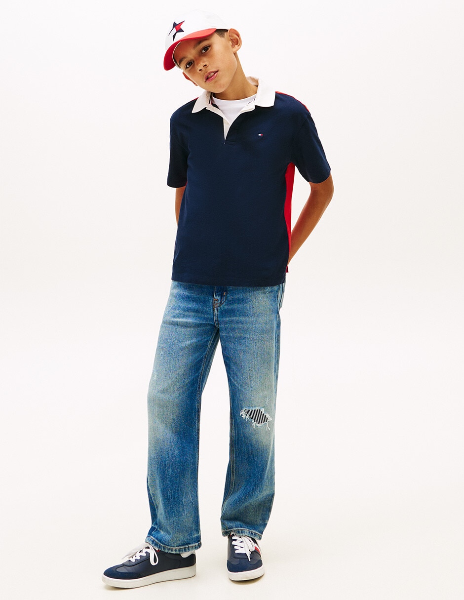 Playera tipo polo Tommy de algodón para niño