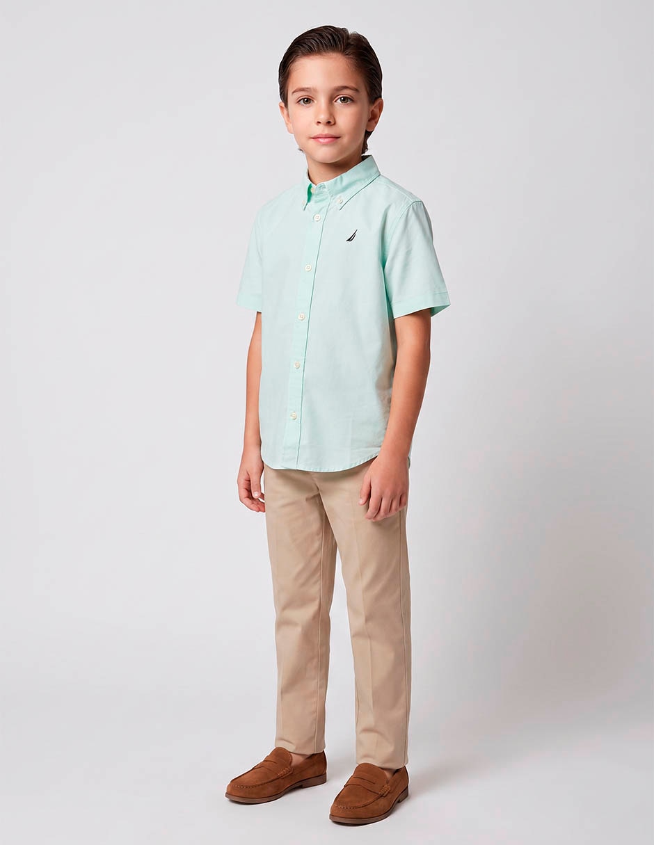 Camisa casual de algodón manga corta para niño Camisa casual de algodón manga corta para niño