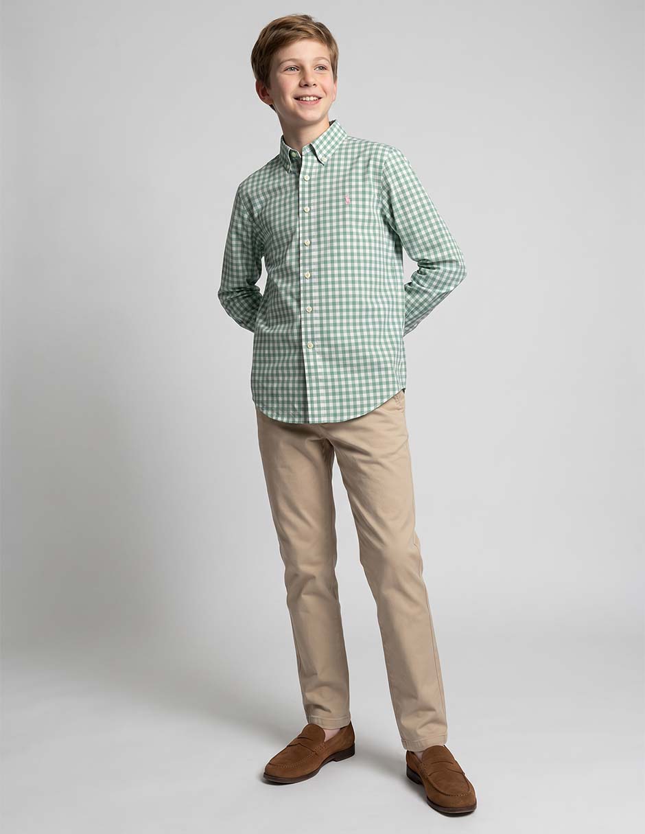 Camisa casual Polo de algodón manga larga para niño