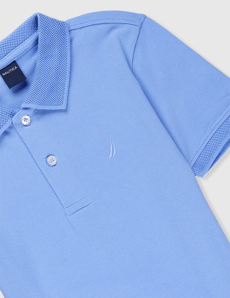 Playera tipo polo nautica moda de algodón para niño