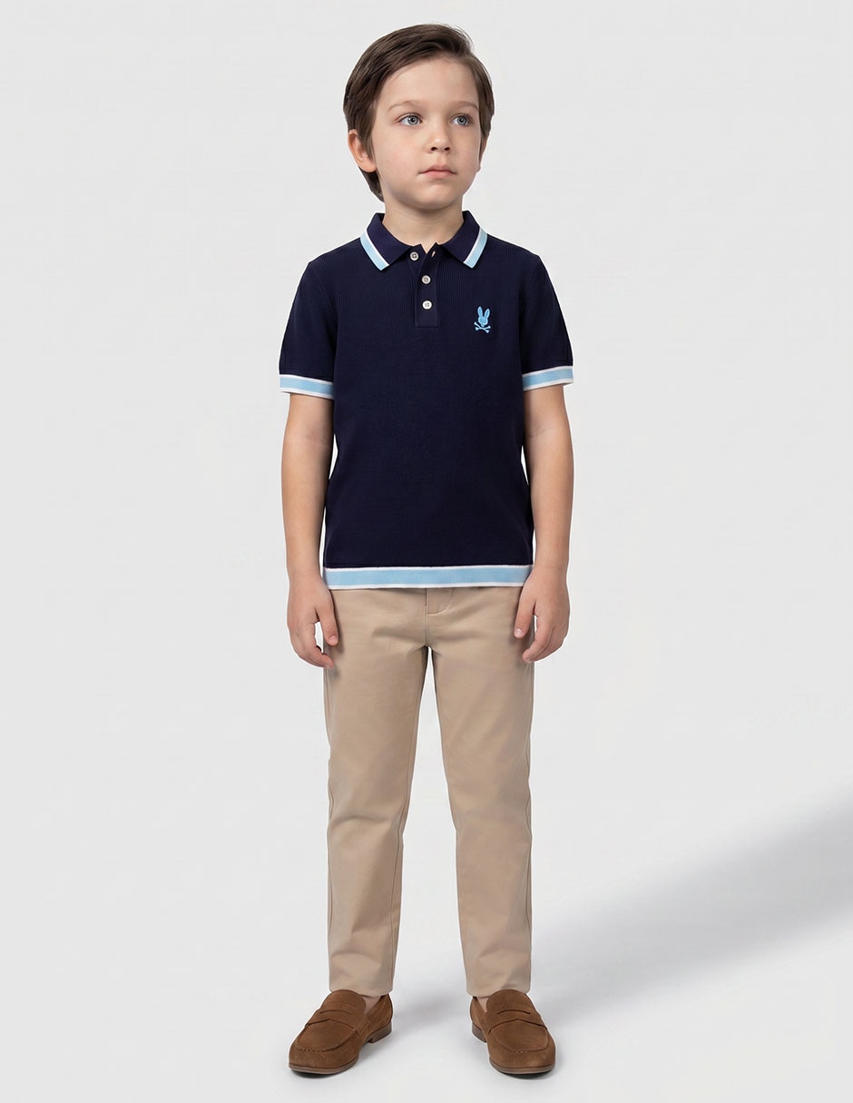 Playera tipo polo de algodón para niño