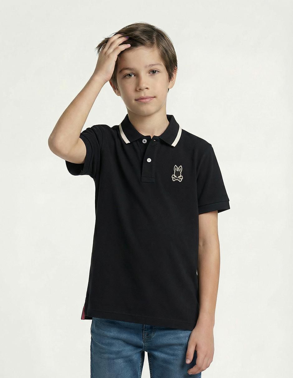 Playera tipo polo de algodón para niño