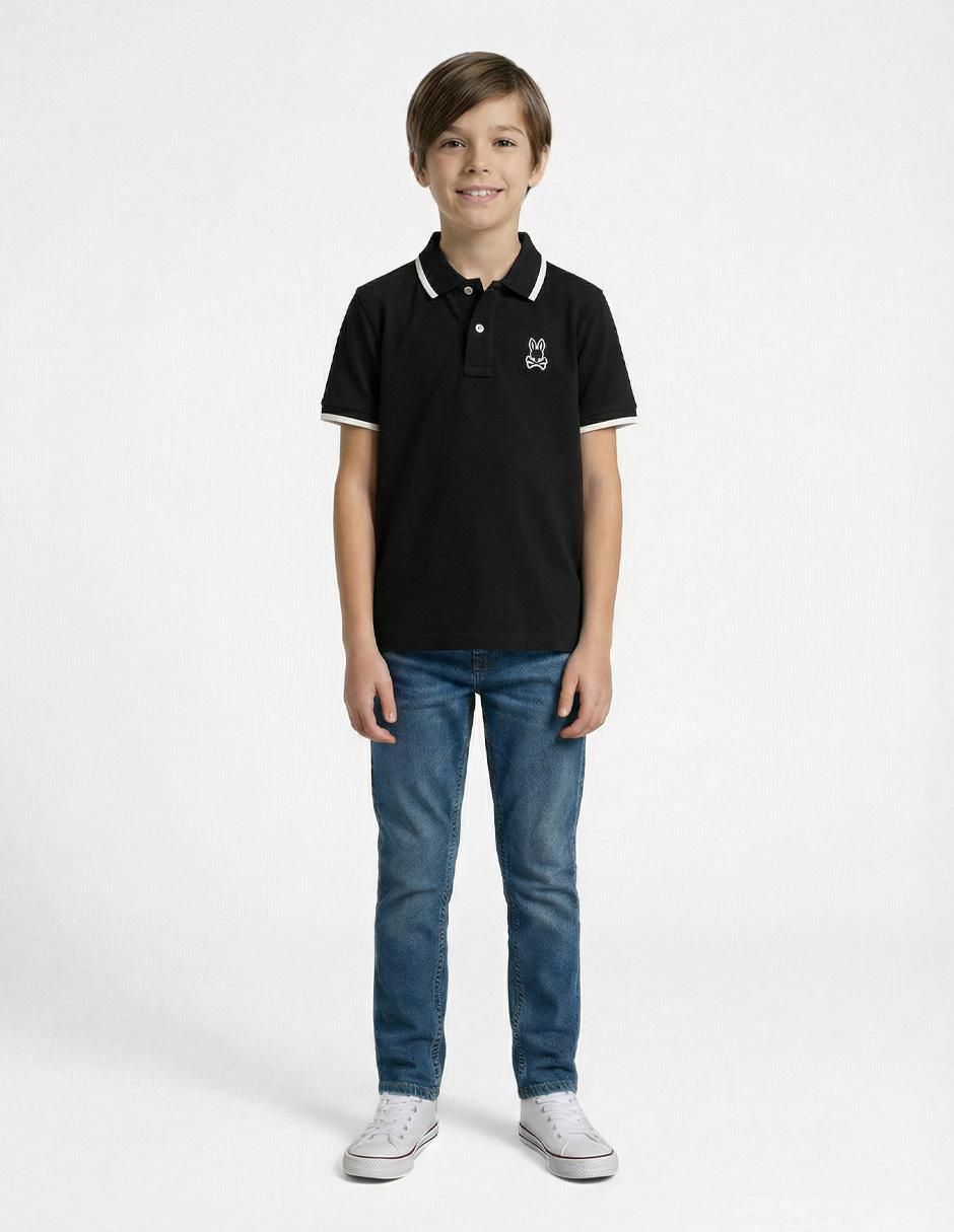 Playera tipo polo psycho bunny de algodón para niño