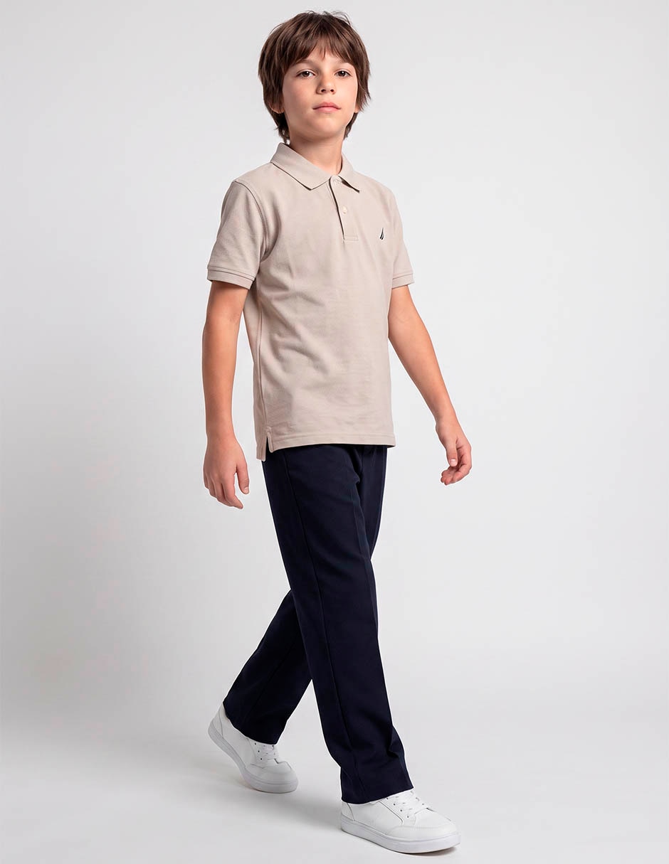 Playera tipo polo nautica de algodón para niño