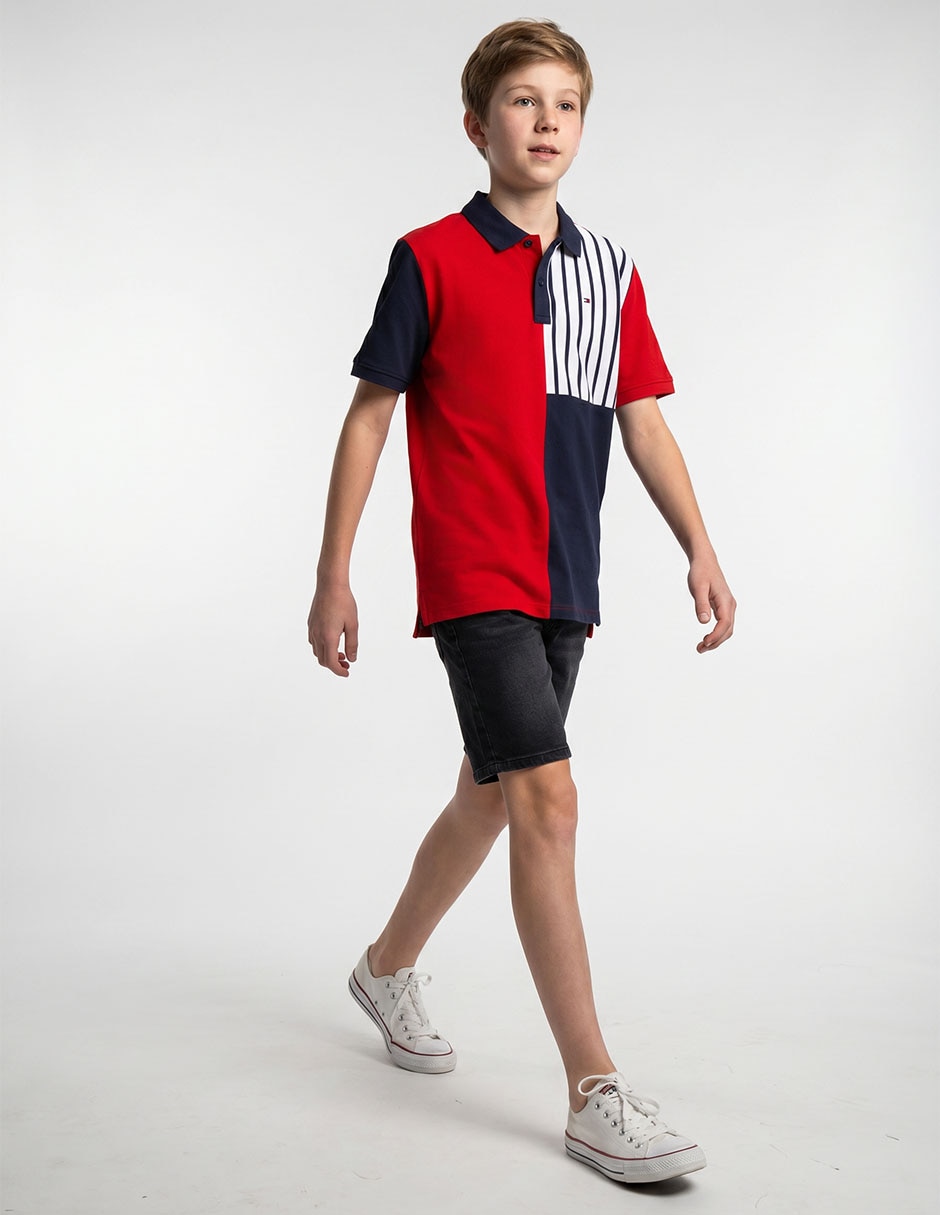 Playera tipo polo manga corta para niño