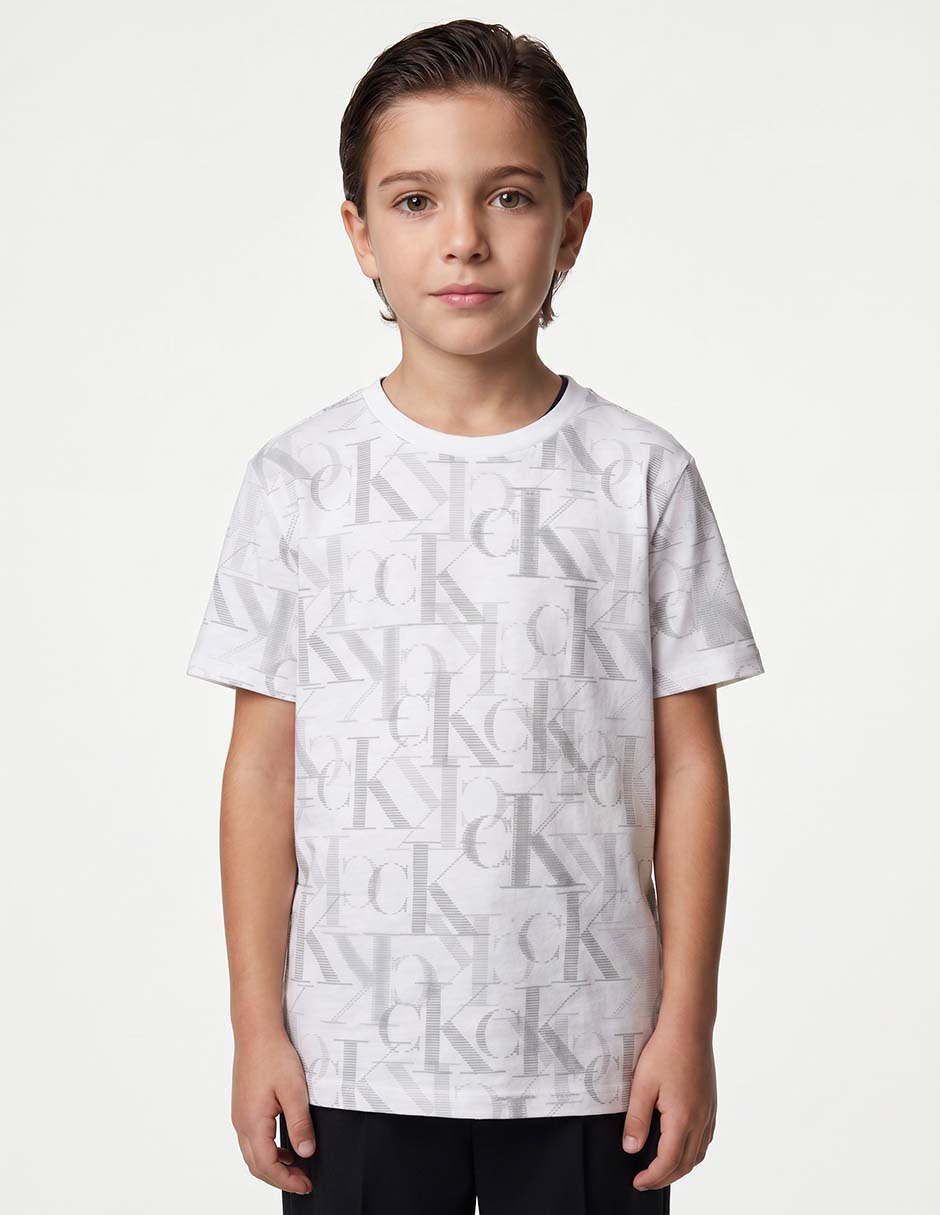 Playera manga corta cuello redondo Calvin Klein para niño Playera manga corta cuello redondo Calvin Klein para niño