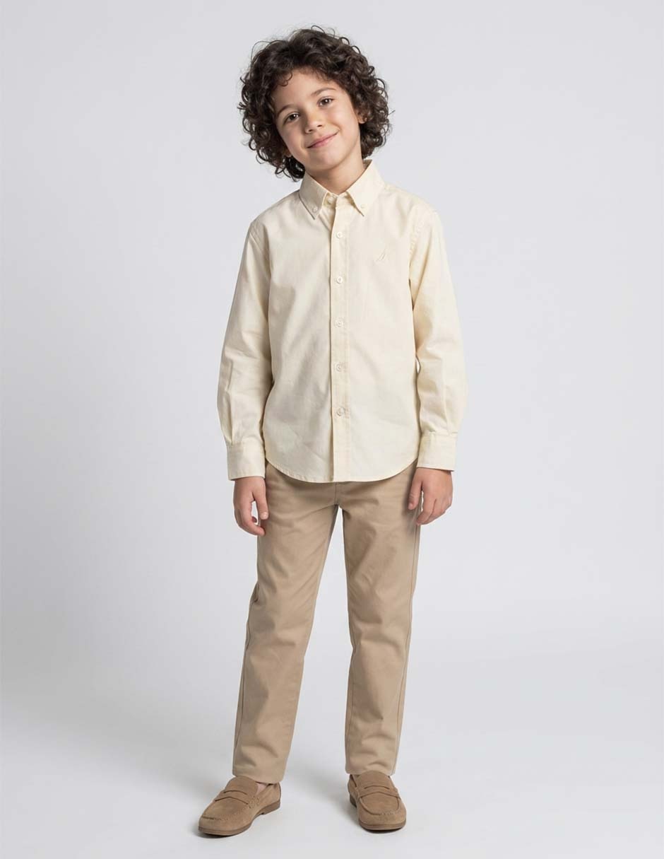 Camisa casual de algodón manga larga para niño Camisa casual de algodón manga larga para niño
