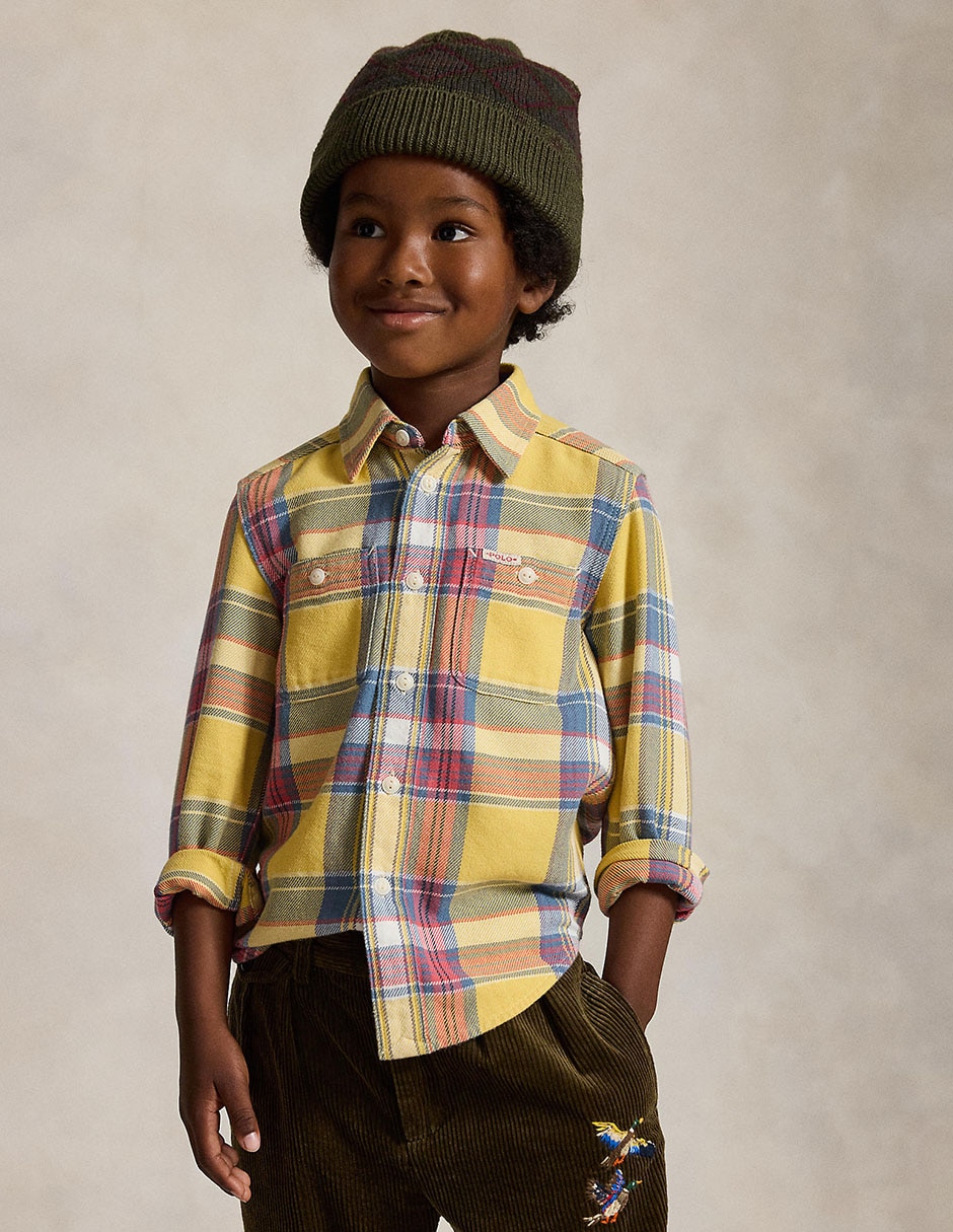 Camisa casual de algodón manga larga para niño Camisa casual de algodón manga larga para niño
