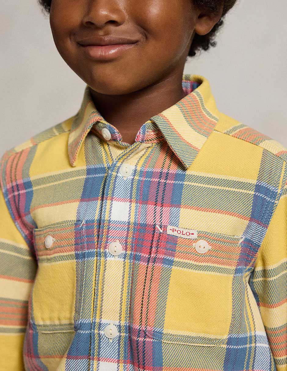Camisa casual de algodón manga larga para niño 9