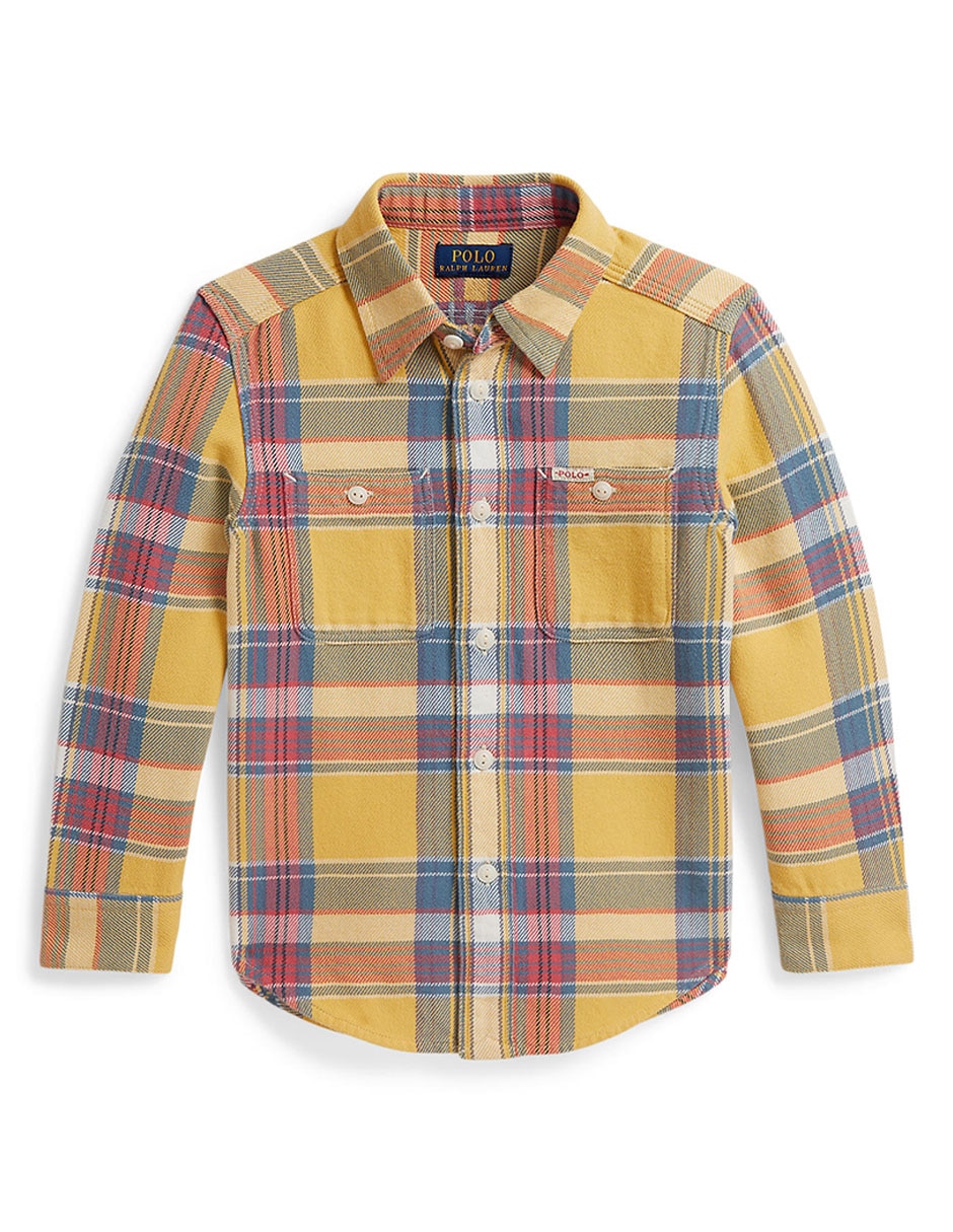 Camisa casual de algodón manga larga para niño 6