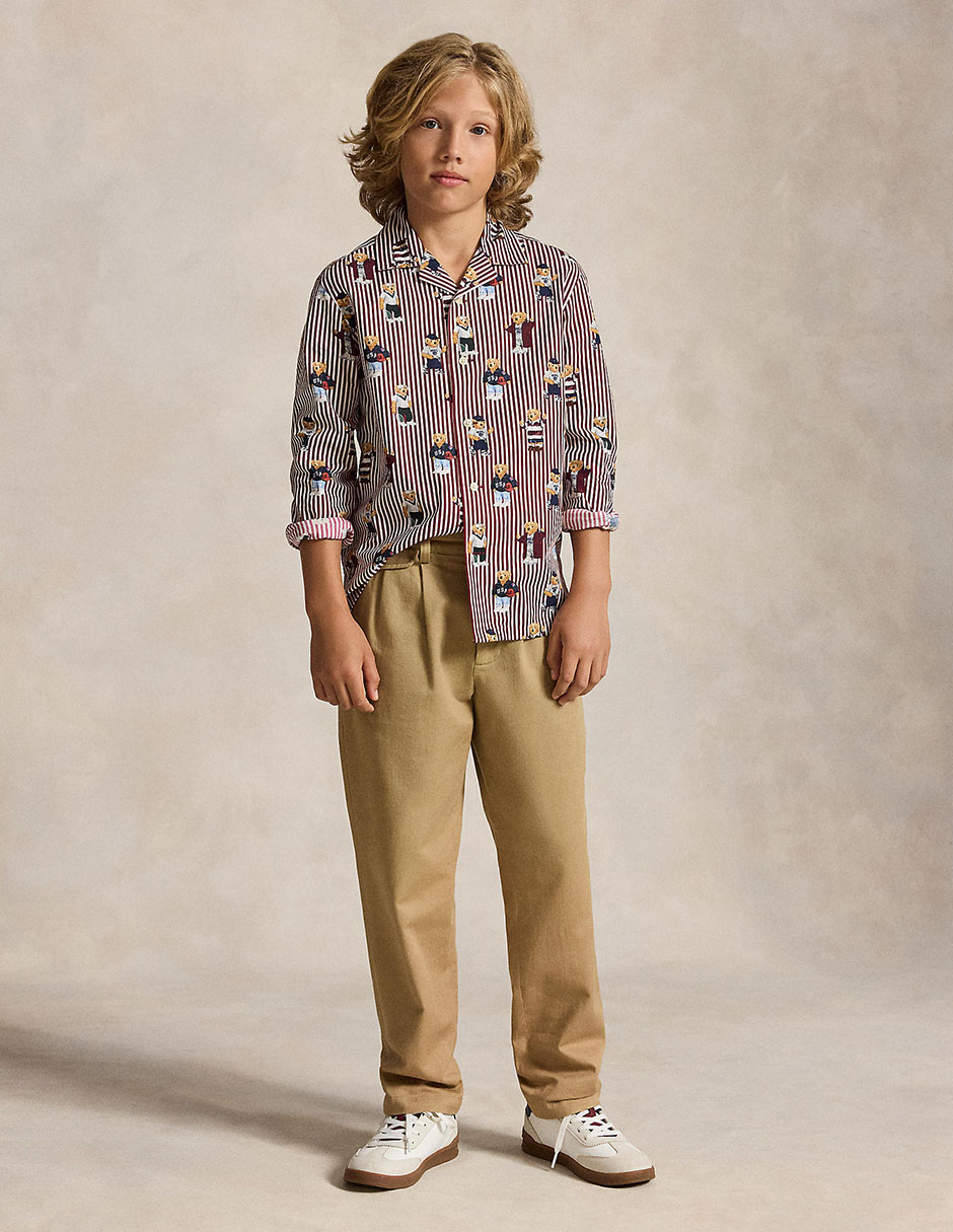 Camisa casual de algodón manga larga para niño 4
