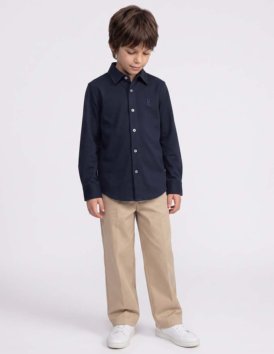 Camisa casual de algodón manga larga para niño Camisa casual de algodón manga larga para niño