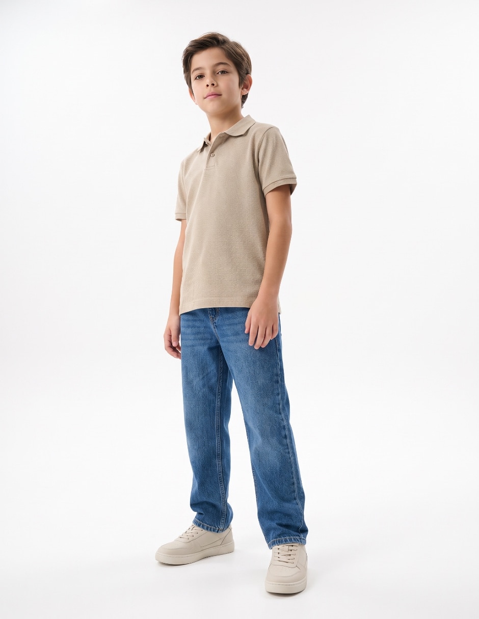 Playera tipo Polo de algodón para niño