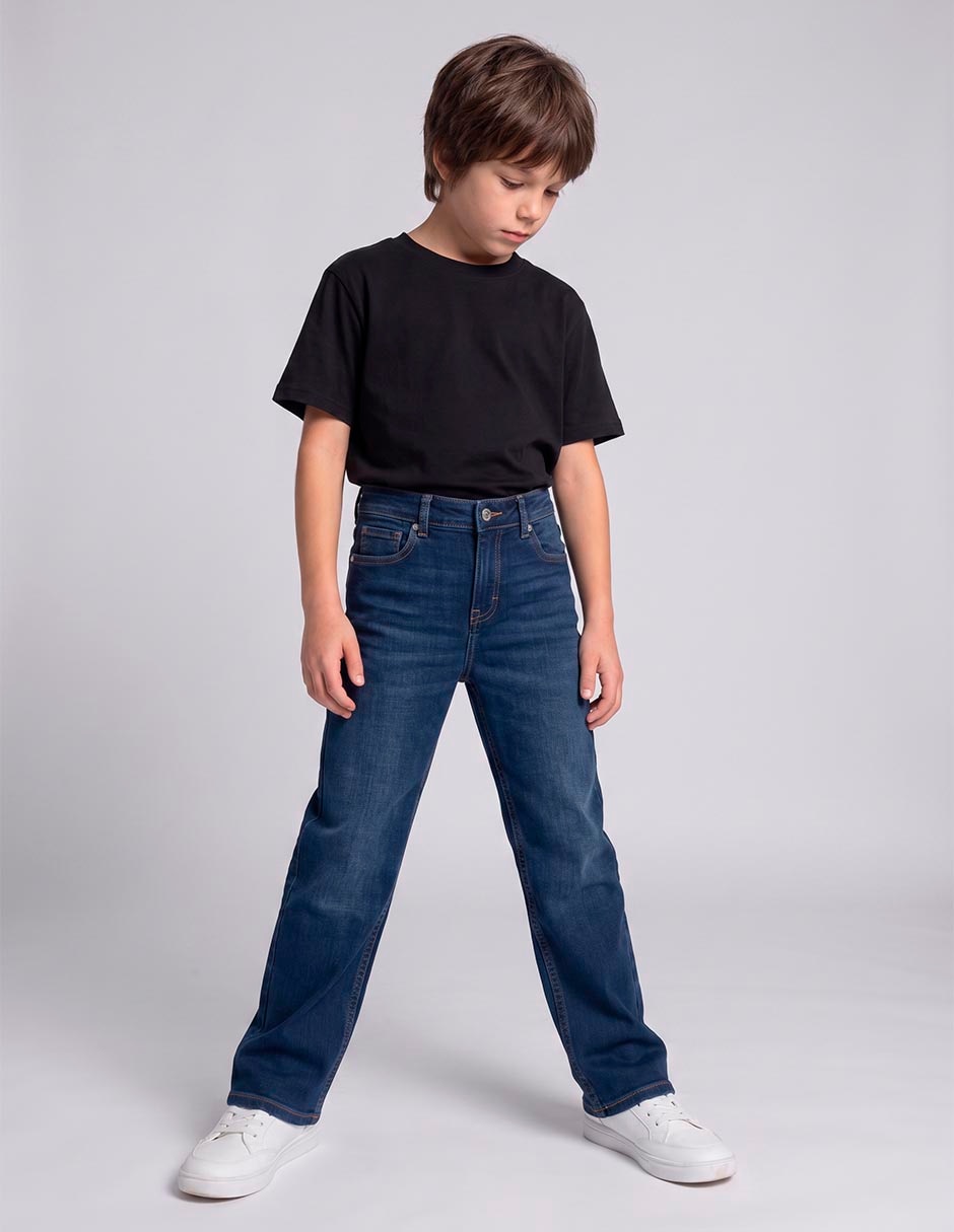 Jeans straight lavado stone wash para niño 4