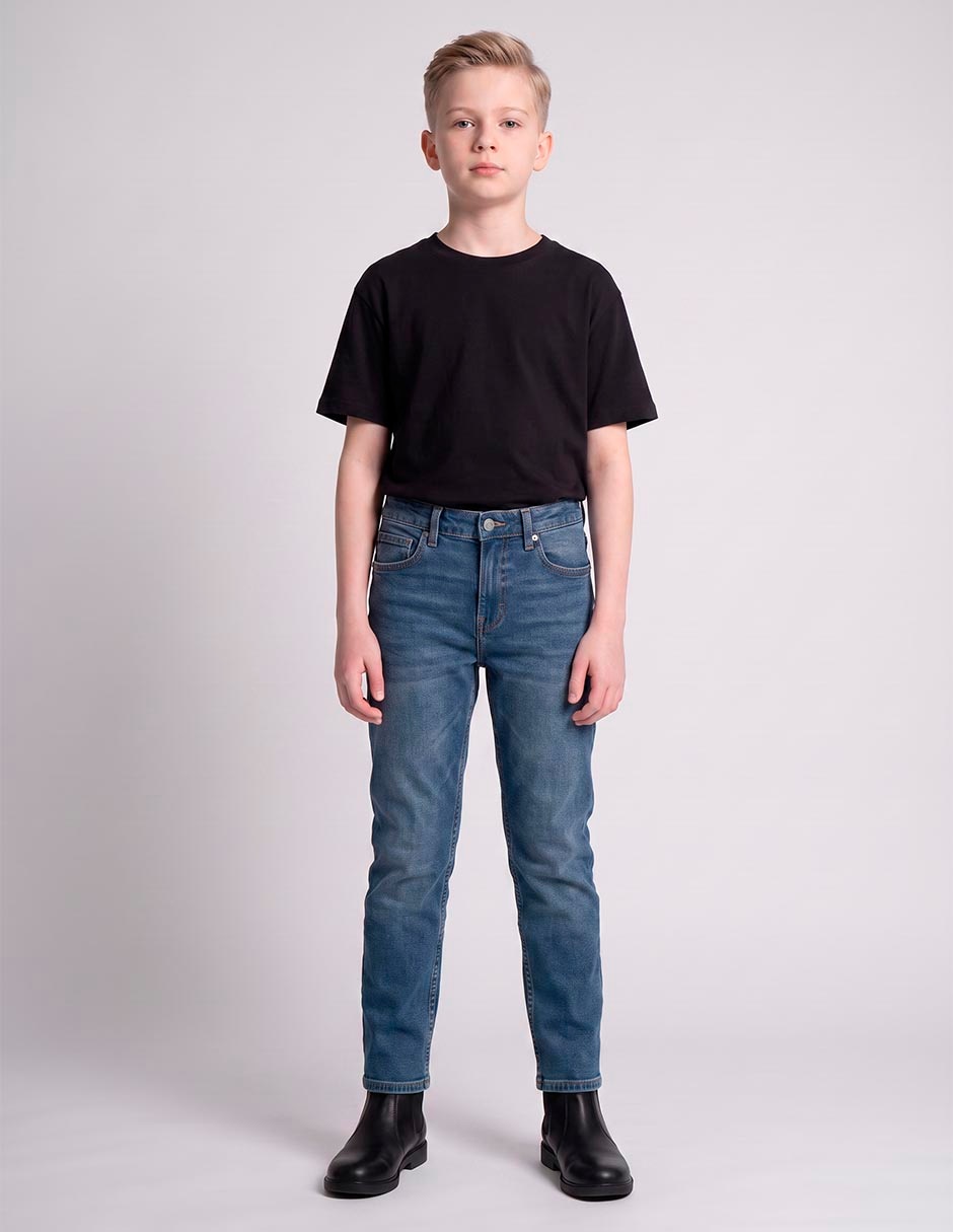 Jeans slim lavado stone wash para niño 5
