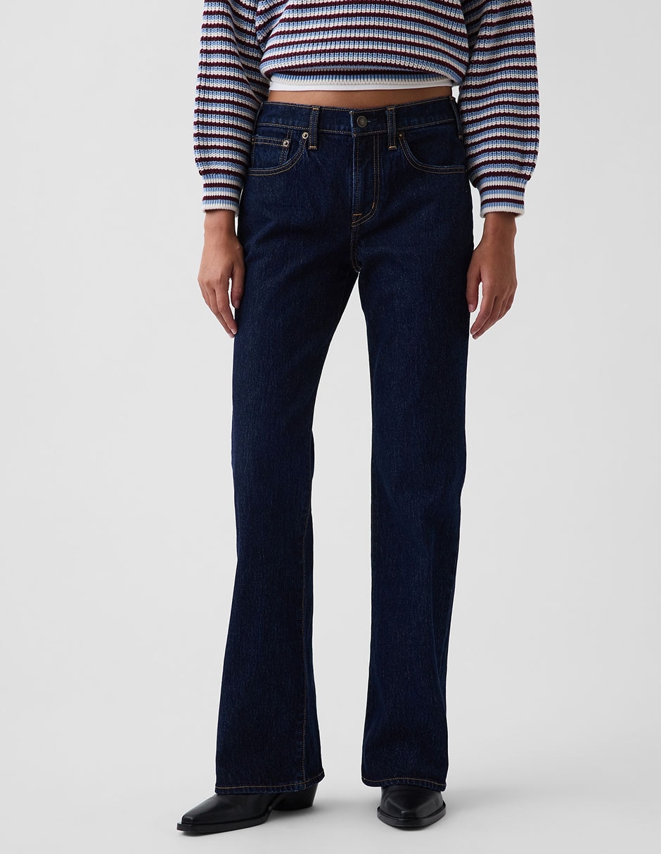 Jeans straight corte media cintura para mujer 5
