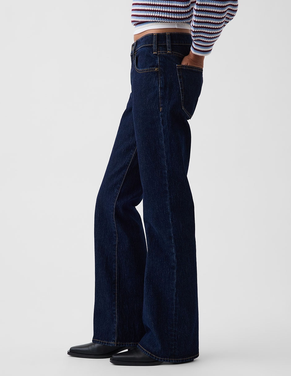 Jeans straight corte media cintura para mujer 4