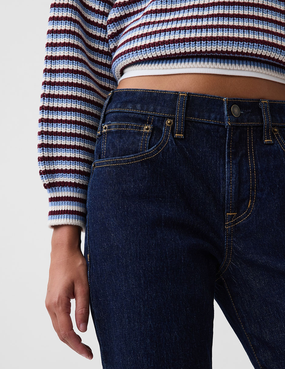 Jeans straight corte media cintura para mujer 2