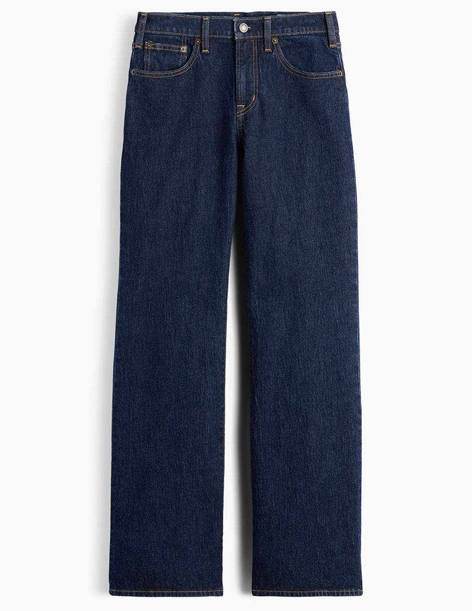 Jeans straight corte media cintura para mujer 6