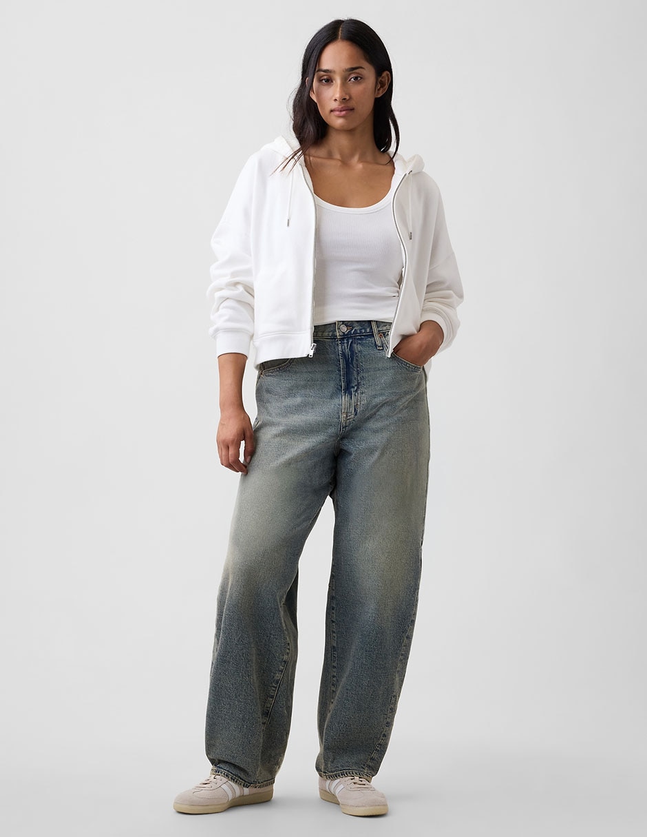 Jeans amplio corte cintura alta para mujer