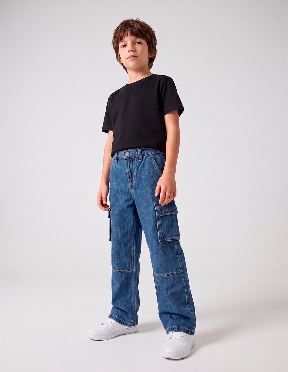 Jeans baggy lavado obscuro para niño 5