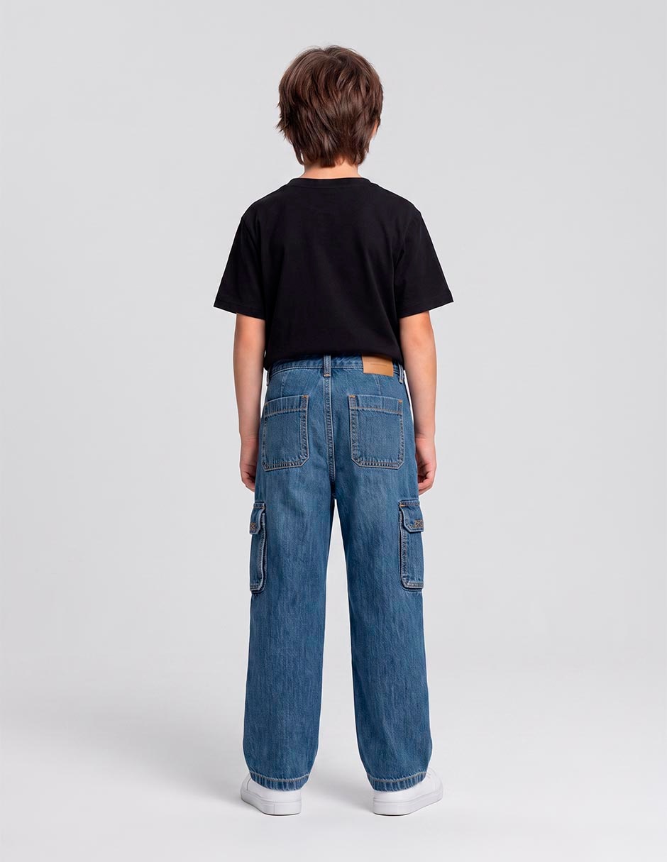 Jeans baggy lavado obscuro para niño 6