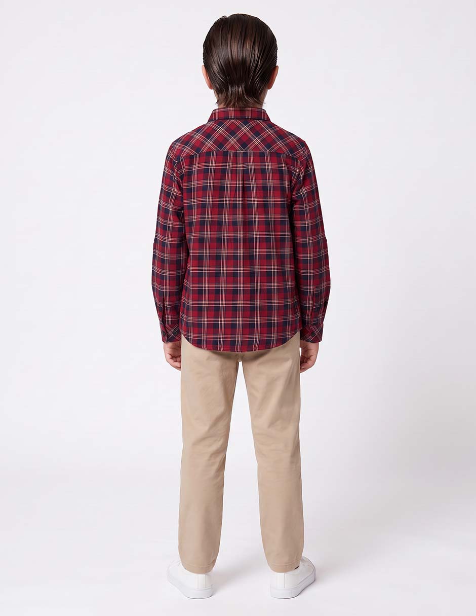 Camisa casual de algodón manga larga para niño 5
