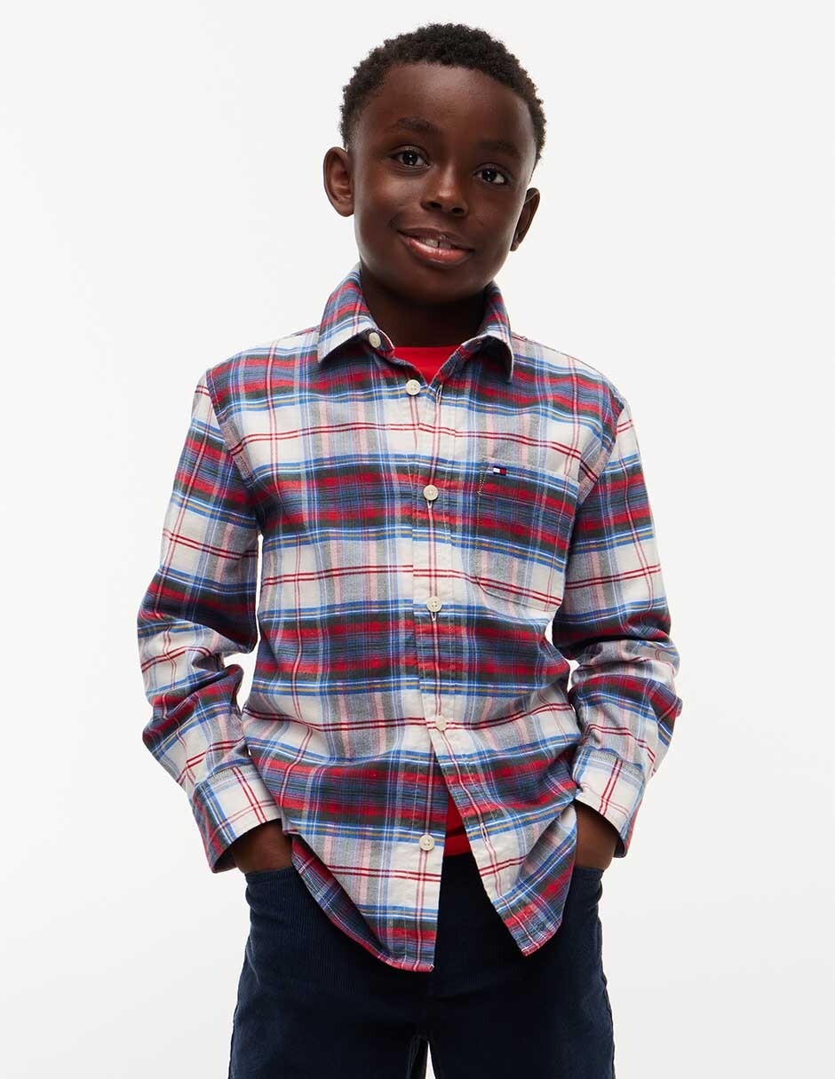 Camisa casual de algodón manga larga para niño Camisa casual de algodón manga larga para niño