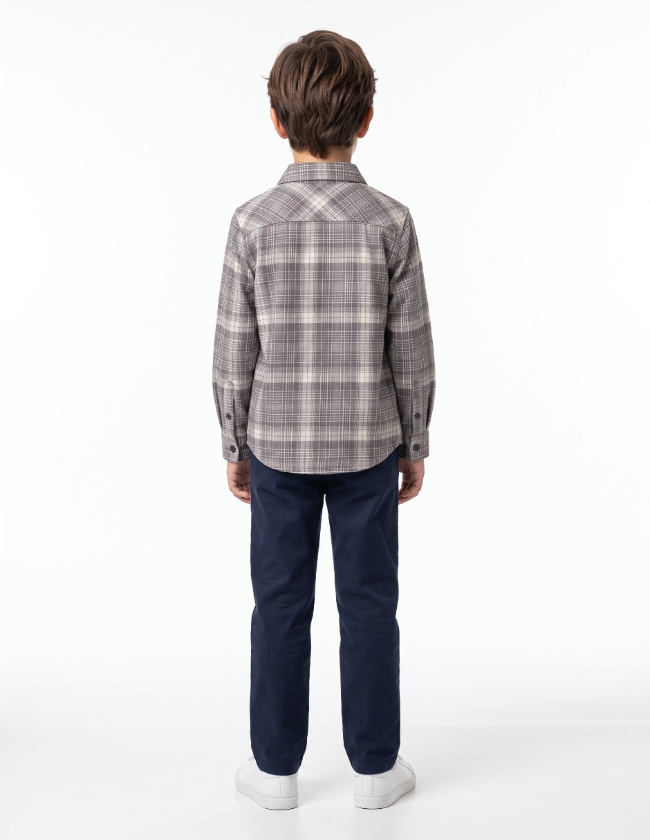 Camisa casual de algodón manga larga para niño 2
