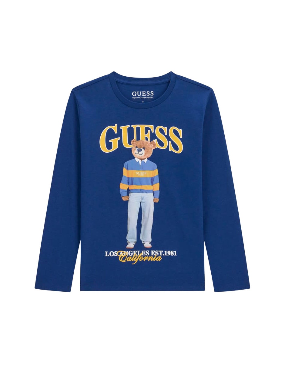 Playera oso manga larga para niño
